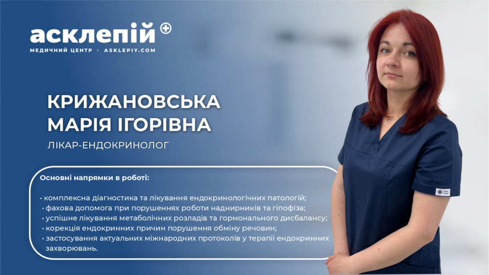 Марія Ігорівна Крижановська: новий погляд на здоров’я ендокринної системи у МЦ «Асклепій»